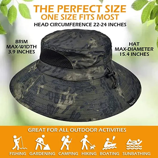 Sun Hat For Men/Women, Waterproof Wide Brim Bucket Hat Foldable Boonie Hat For Fishing Hiking Garden Safari Beach Upf 50/Waterproof