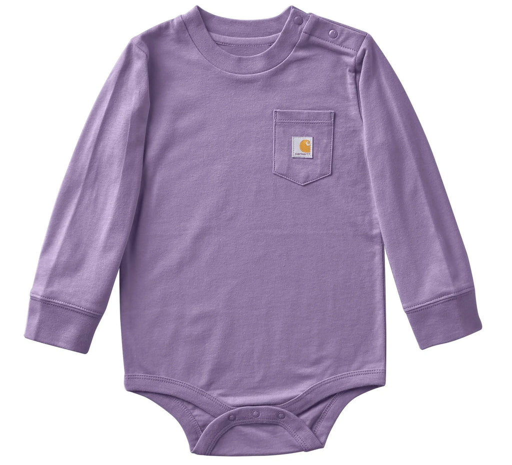 Baby Long-Sleeve Pocket Bodysuit - Purple