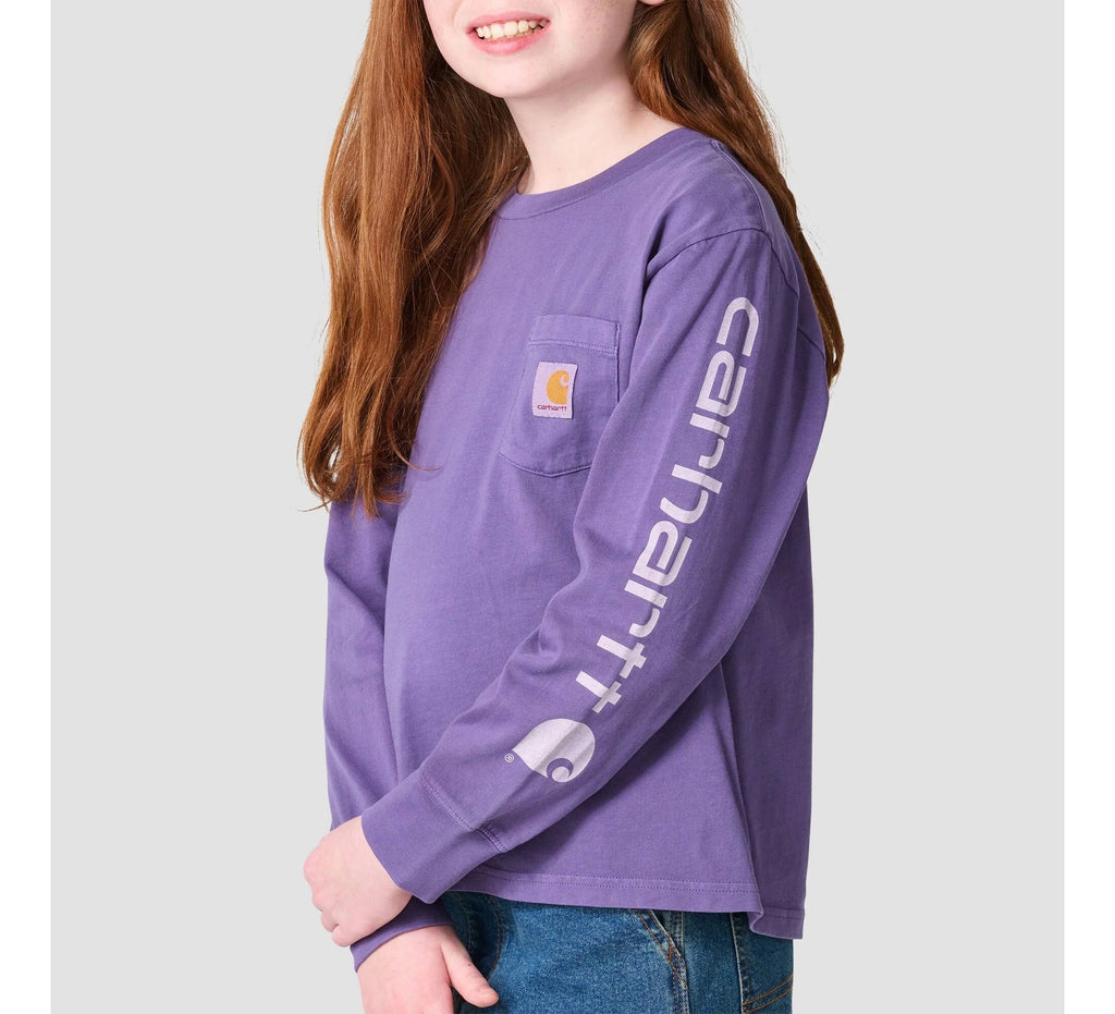 Girls' Long-Sleeve Pocket T-Shirt - Grape