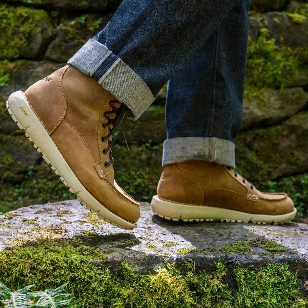 Waterproof Moc Toe Leather Boot - Bone Brown