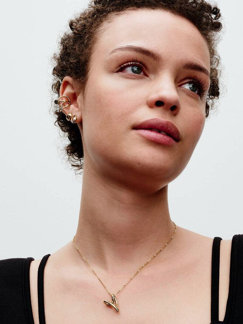 Gold-Plated Organic Heart Pendant Necklace