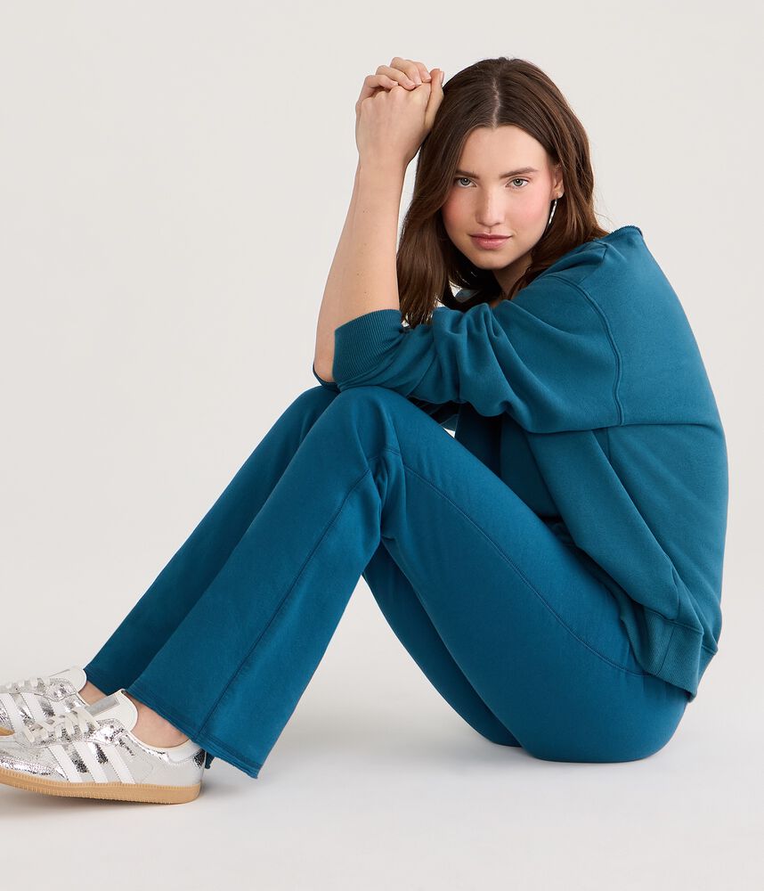 Women's Oversized Off-Shoulder Sweatshirt - Teal