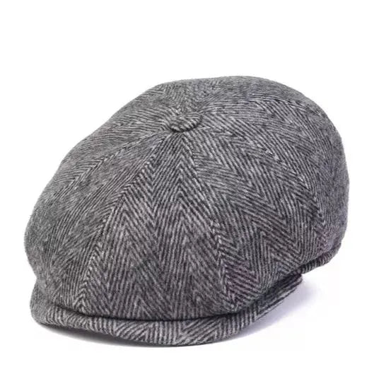 Herringbone Wool 8 Panels Newsboy Cap, Birmingham Hat