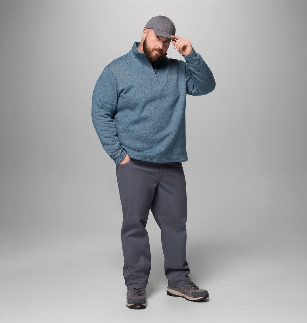 Men's Big Cotton-Blend Half-Zip Pullover - Black