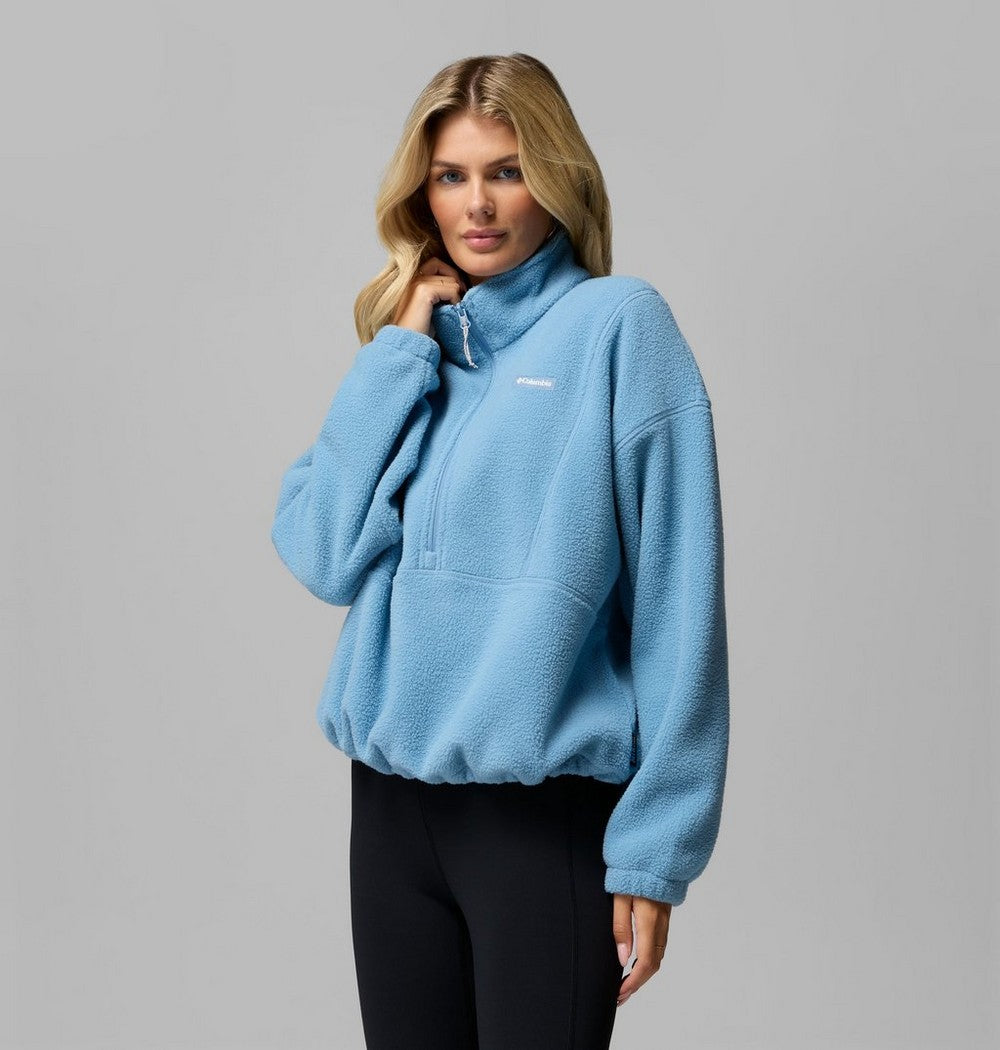 Women's Fleece Half-Zip Pullover - Blue Grey