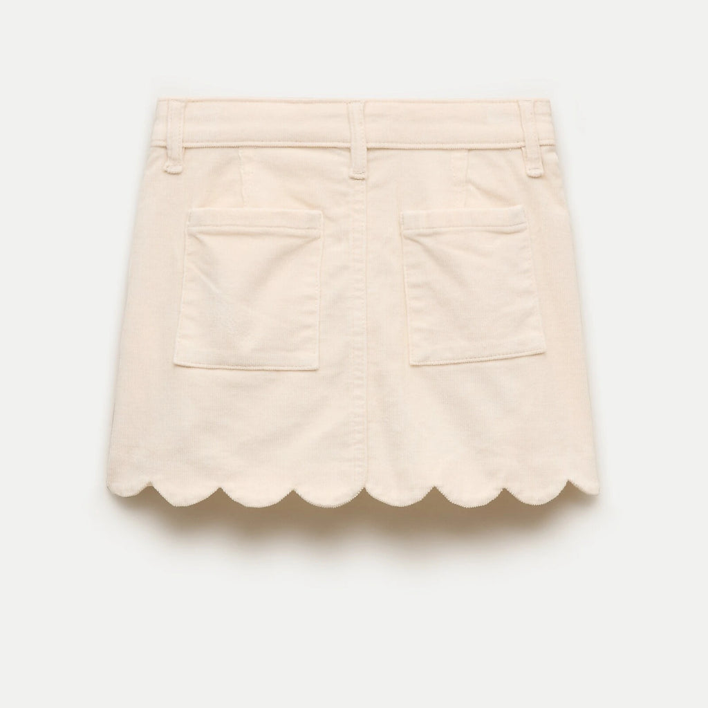 Girls' Scalloped Corduroy Skirt - Ecru