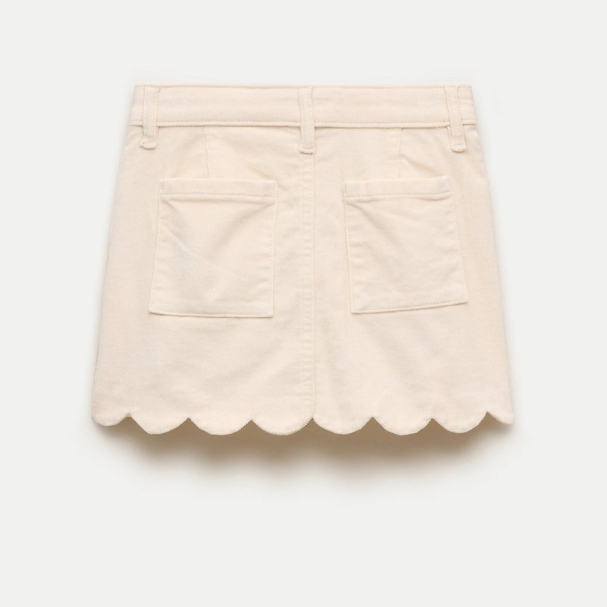 Girls' Scalloped Corduroy Skirt - Ecru