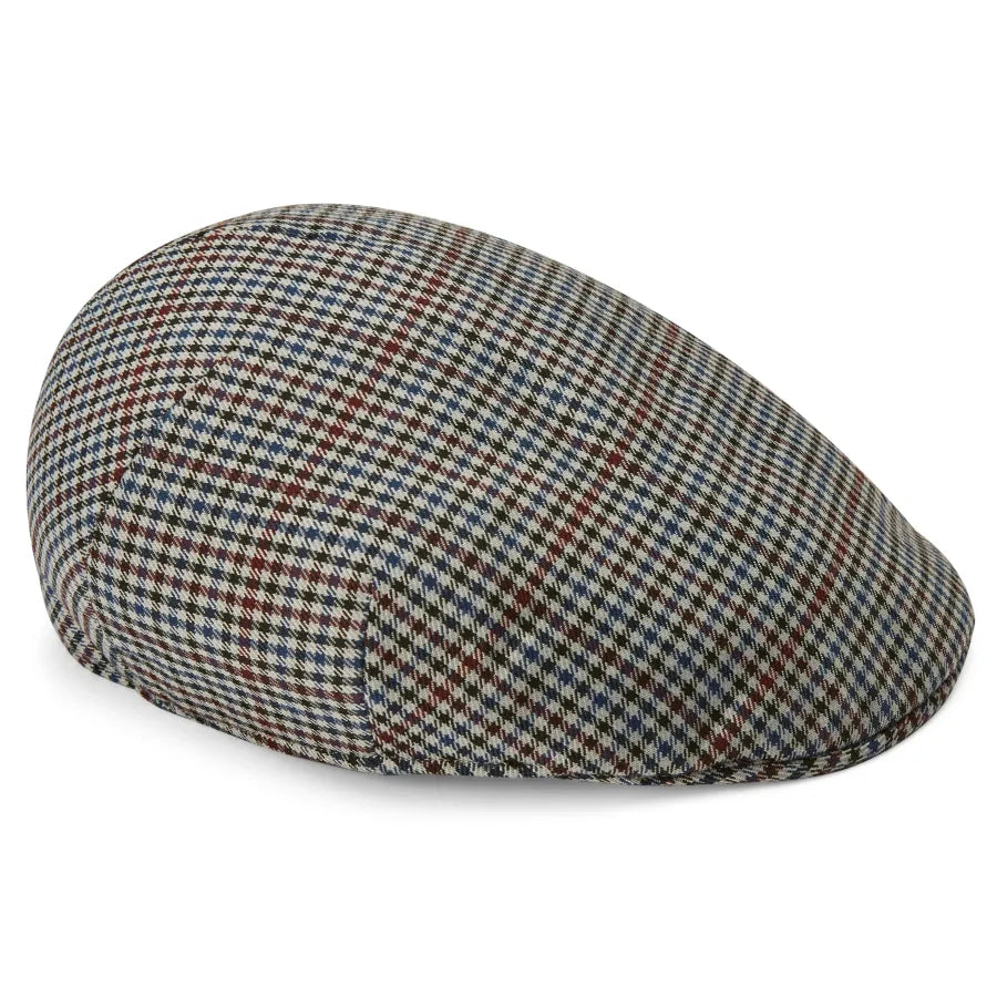 Massimo Burgundy & Navy Checkered Moda Flat Cap