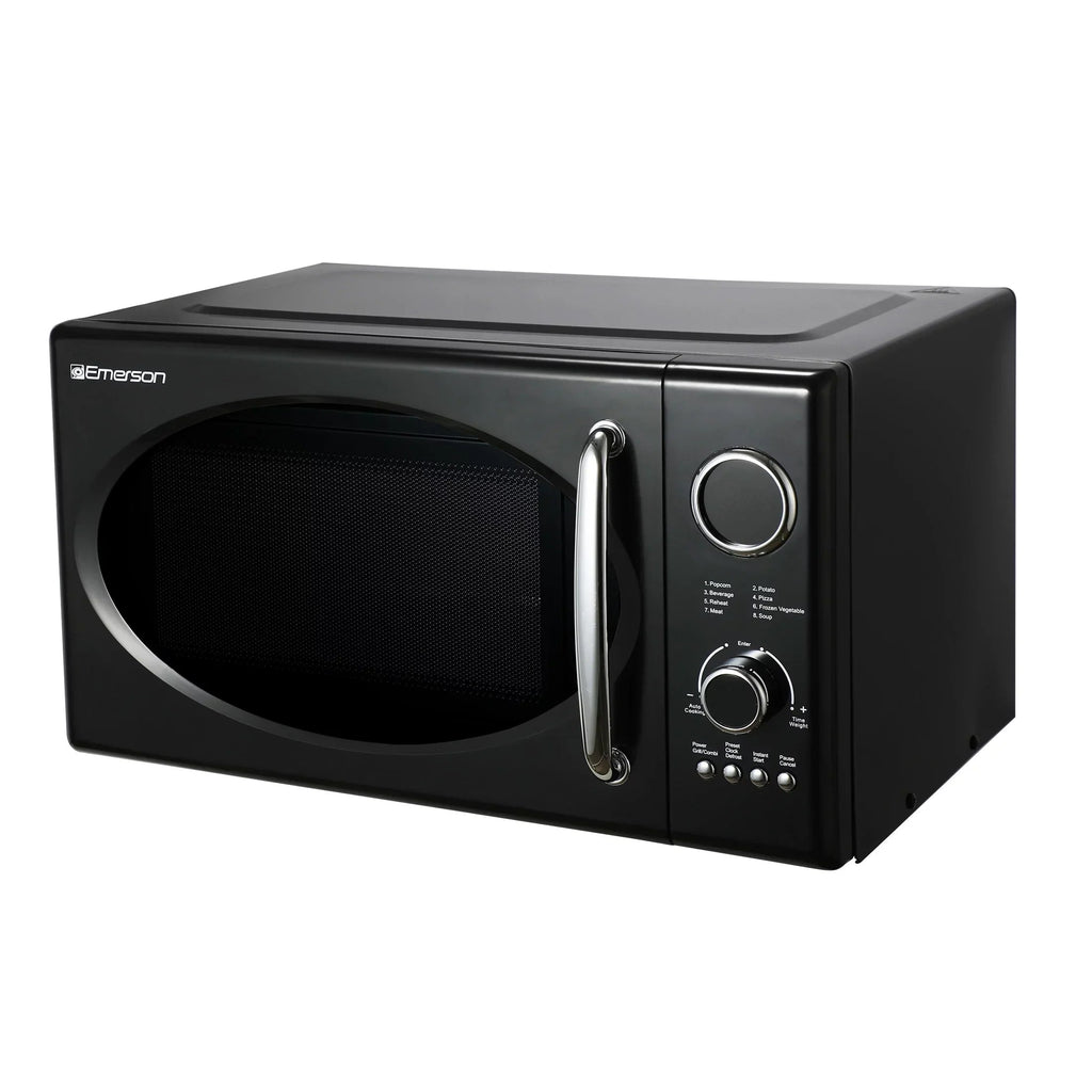Emerson 0.9 Cu Ft 800W Retro Black Microwave Oven With Grill - MWRG0901BK