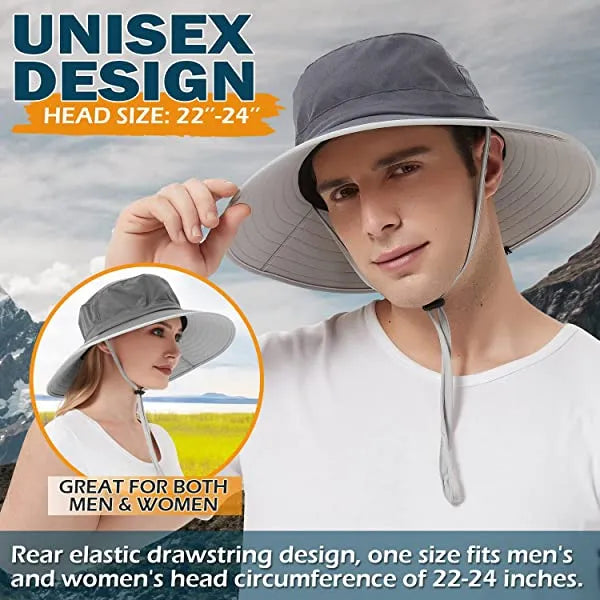 Sun Hat For Men/Women, Waterproof Wide Brim Bucket Hat Foldable Boonie Hat For Fishing Hiking Garden Safari Beach Upf 50/Waterproof