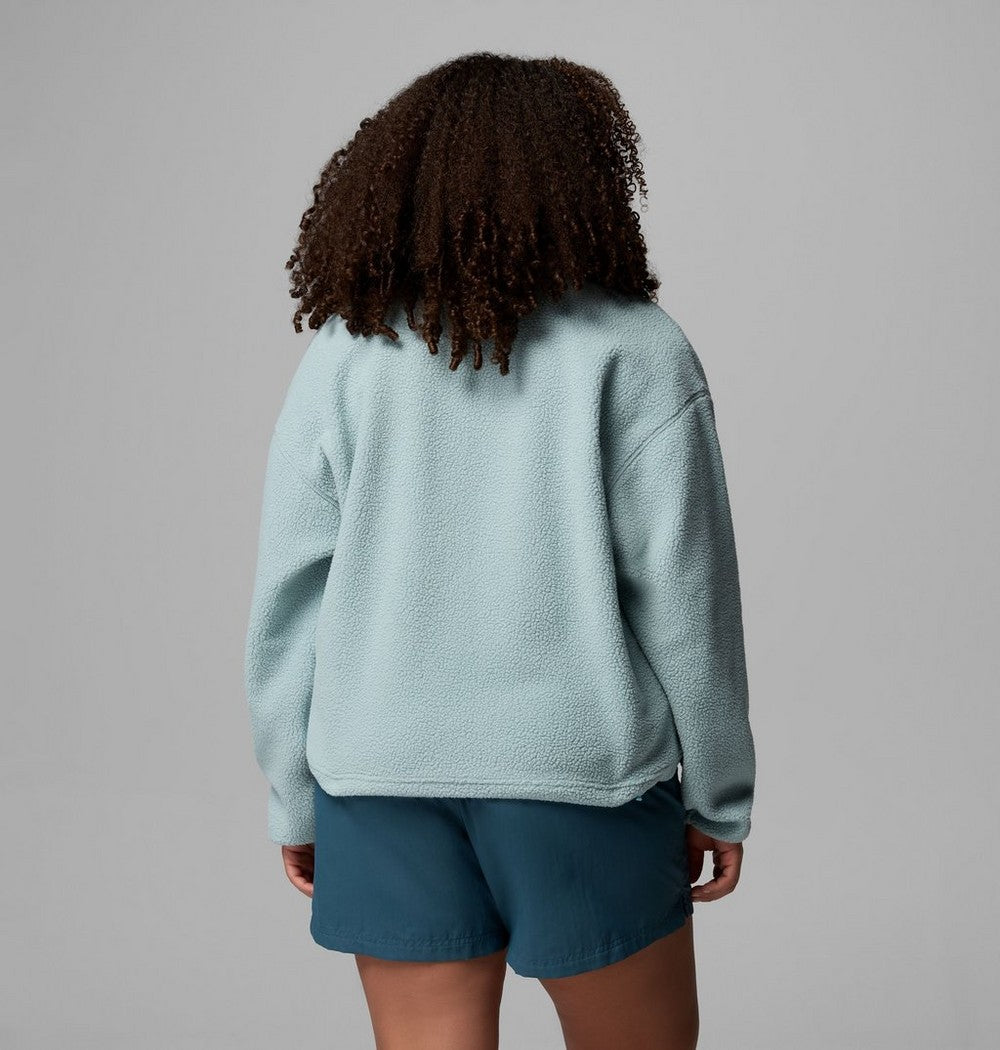 Women's Plus Cropped Sherpa Half-Snap Pullover - Tan