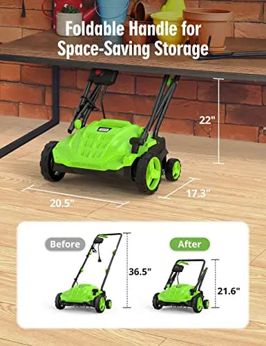 SWIPESMITH 13-Inch 12 Amp Electric Dethatcher Scarifier With Foldable Handle - 2-in-1