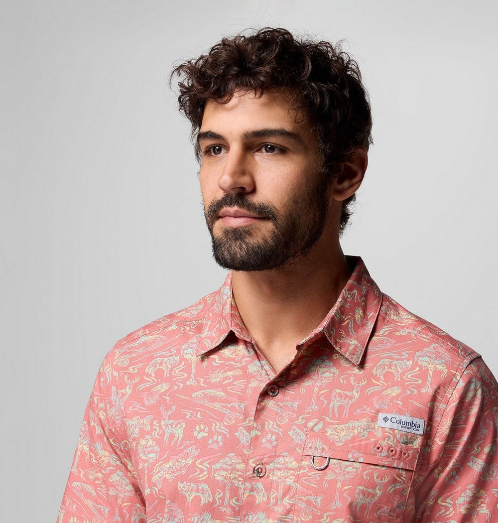 Men's Short-Sleeve Cotton Camp Shirt - Gray