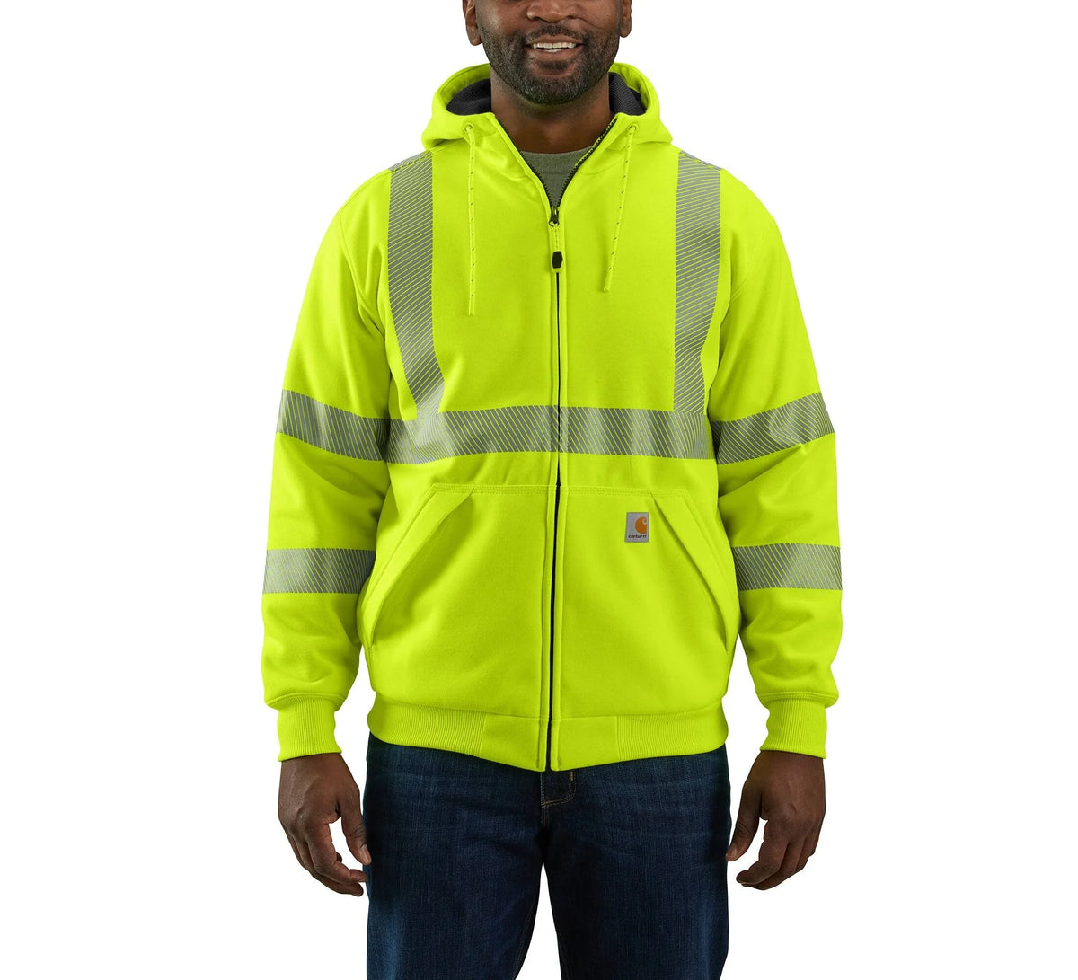 Men's High-Visibility Thermal-Lined Zip Hoodie - Lime