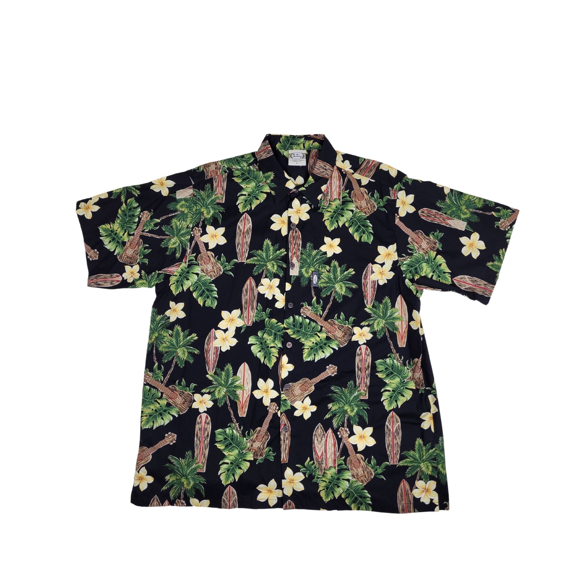 Surfboard Ukulele (Black) Hawaiian Shirts