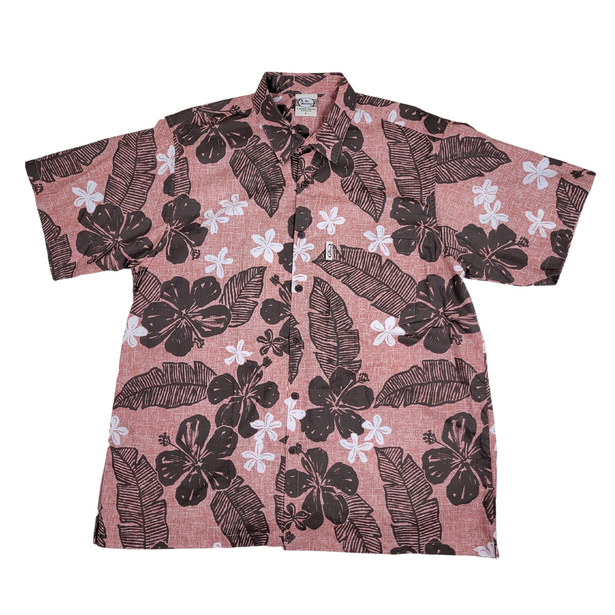 Texture Hibiscus (Coral) Hawaiian Shirts