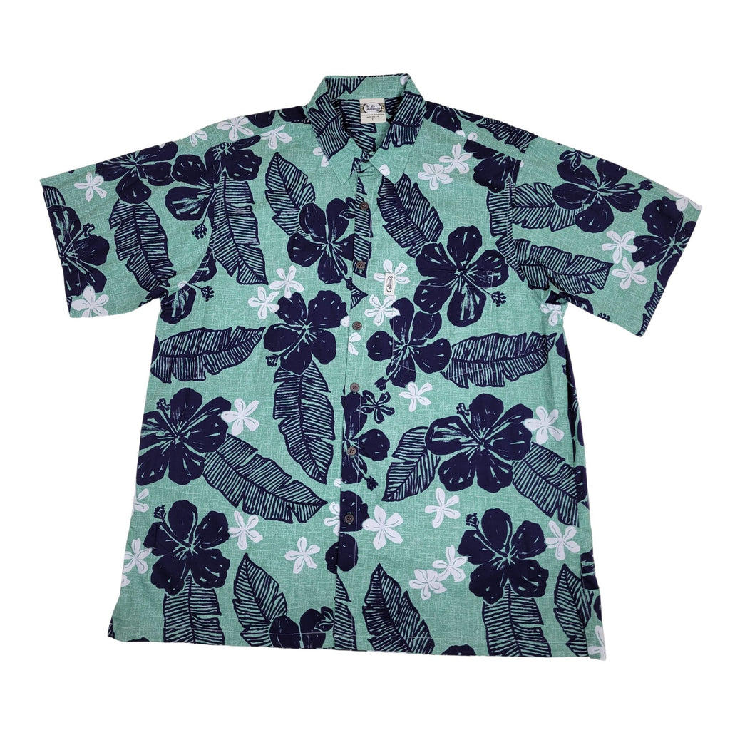 Texture Hibiscus (Sage) Hawaiian Shirts