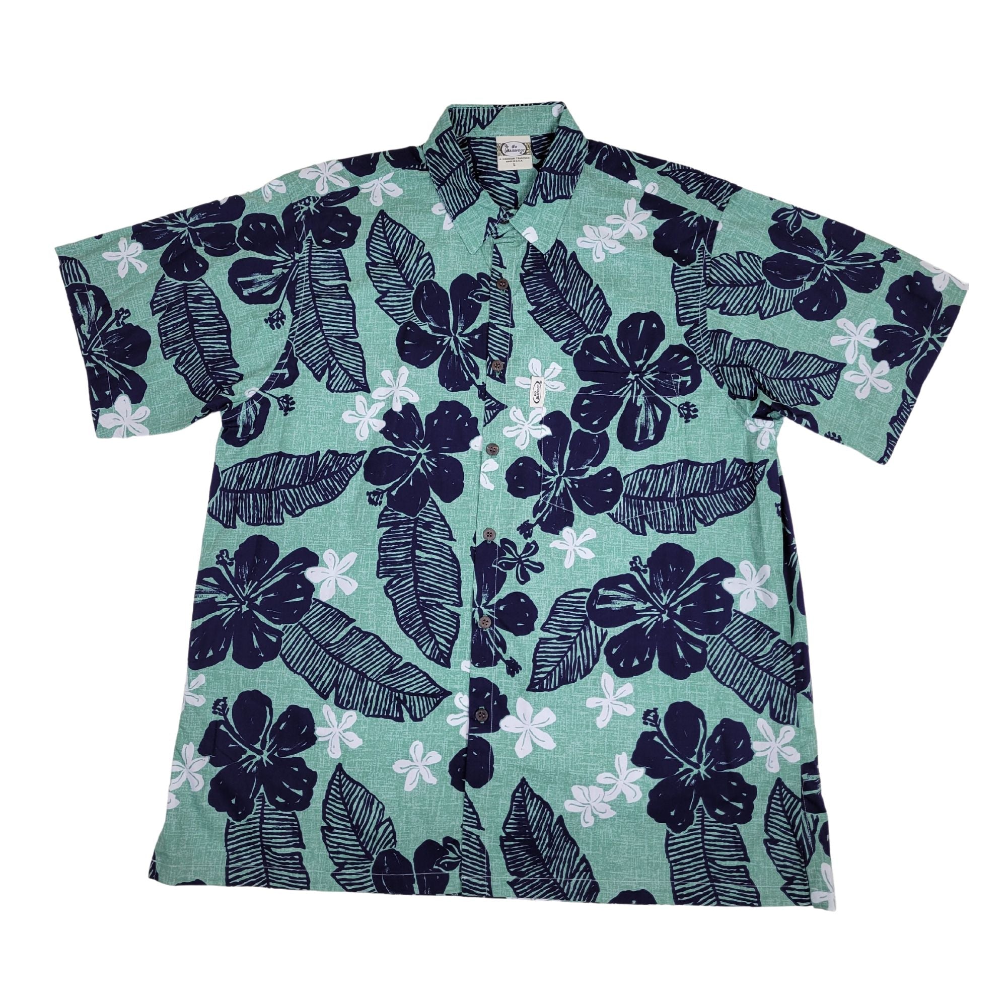 Texture Hibiscus (Sage) Hawaiian Shirts