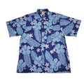 Texture Hibiscus (Navy) Hawaiian Shirts