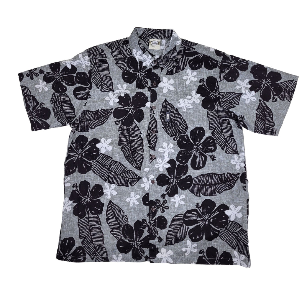Texture Hibiscus (Silver) Hawaiian Shirts