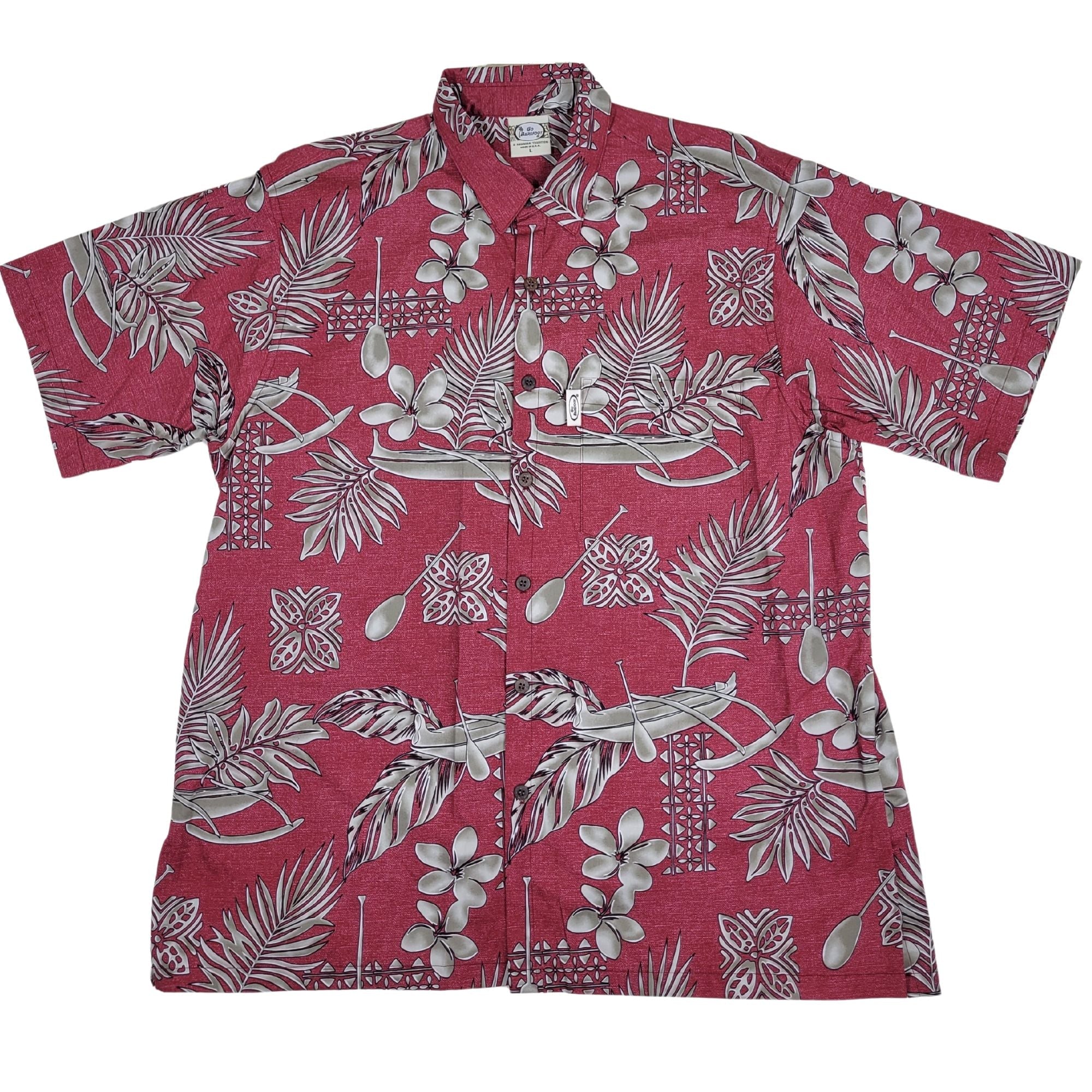 Outrigger Paddles (Red) Hawaiian Shirts
