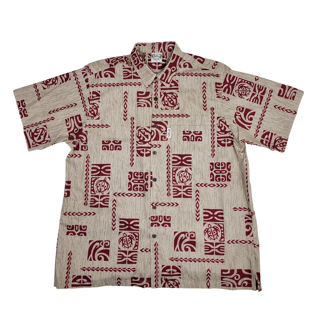 Tribal Honu (Beige) Hawaiian Shirts