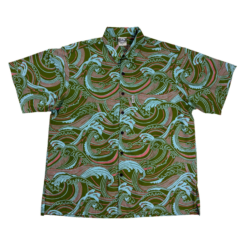 Waves (Olive) Hawaiian Shirts