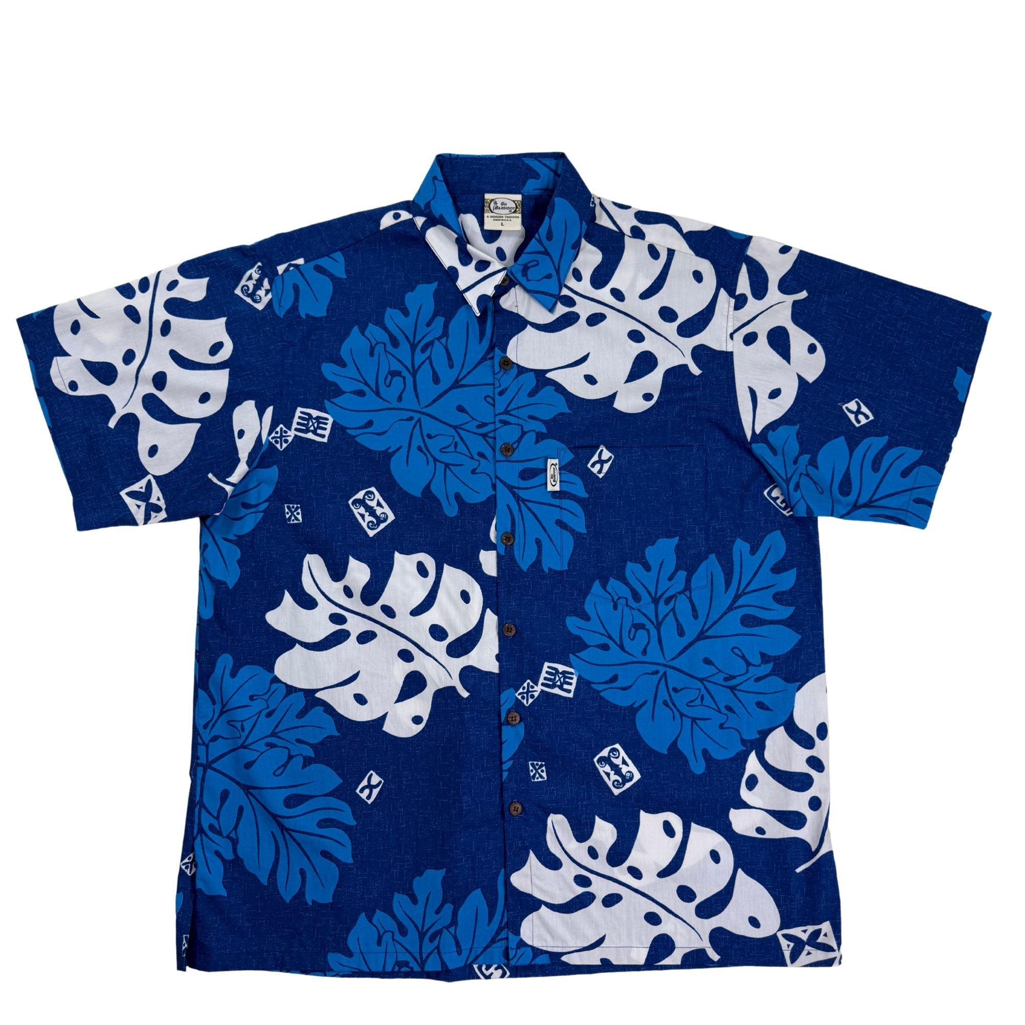 Tahitian Monsterra (Navy) Hawaiian Shirts