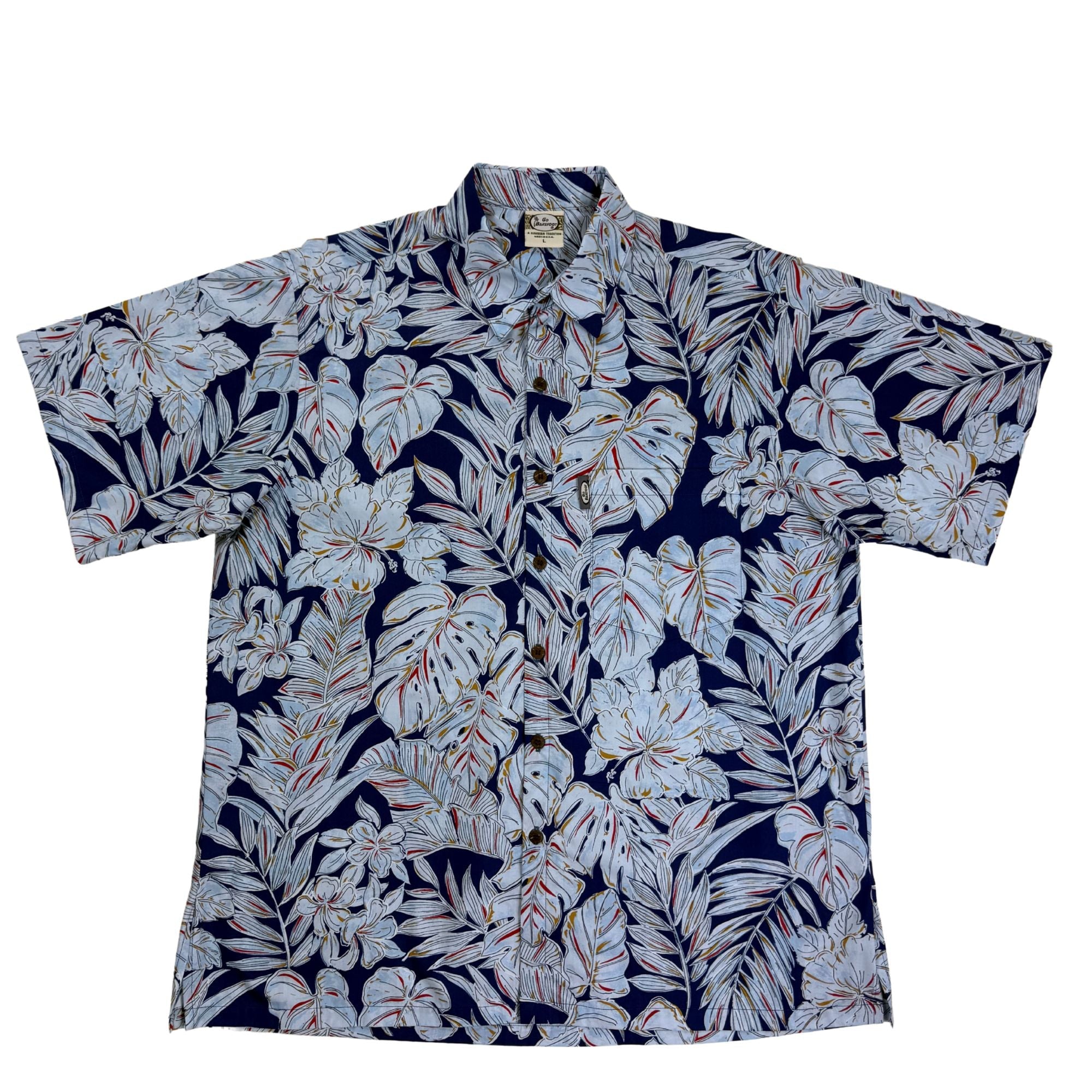 Jungle Leaves (Navy) Hawaiian Shirts