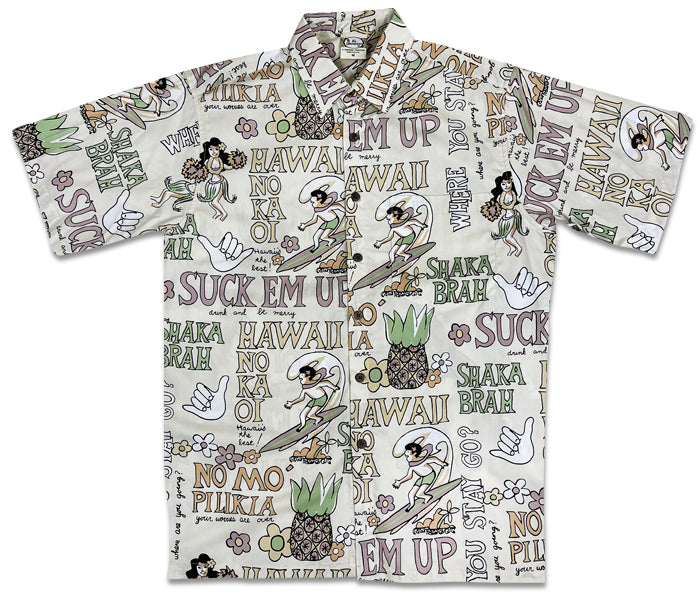 Pidgin English (Cream) Hawaiian Shirts