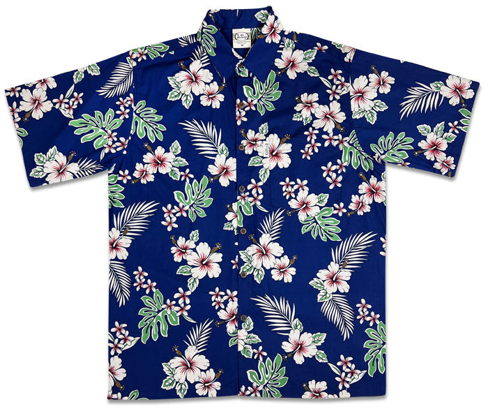 Haole Hibiscus (Navy) Hawaiian Shirts
