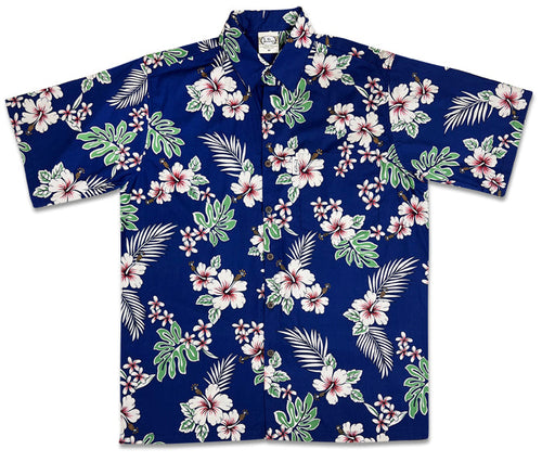 Haole Hibiscus (Navy) Hawaiian Shirts