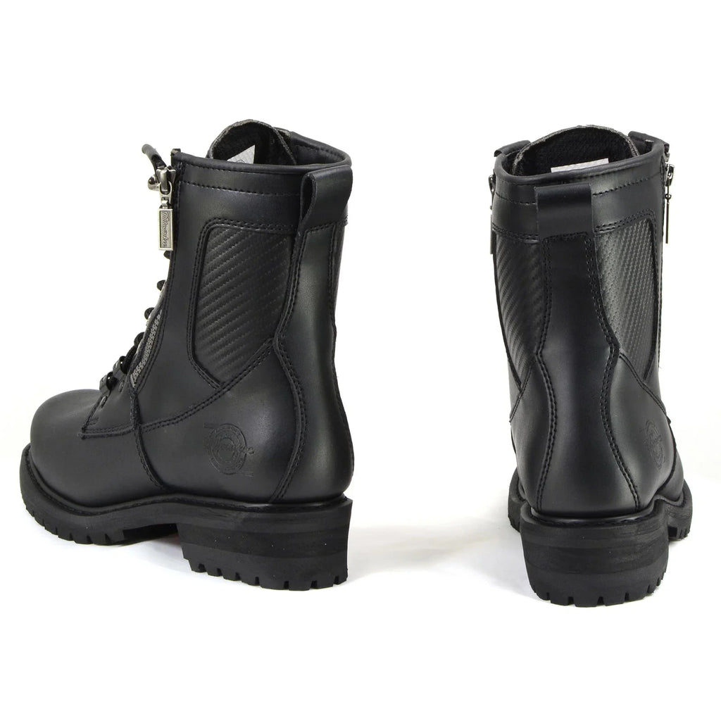 Men's Lace-Up Motorcycle Boots - Black
