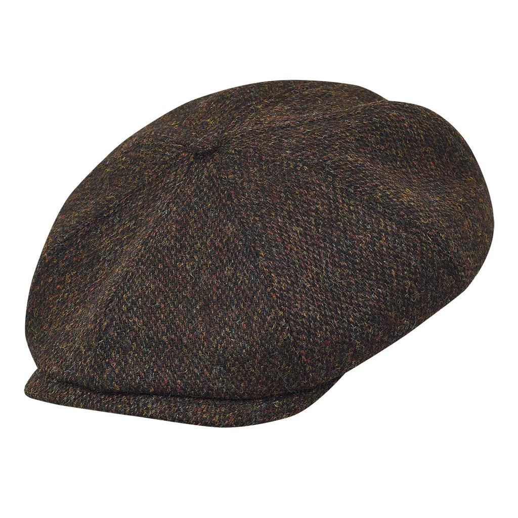 Birmingham Genuine Scottish Herringbone Tweed 8 Panels Man Cap Brown