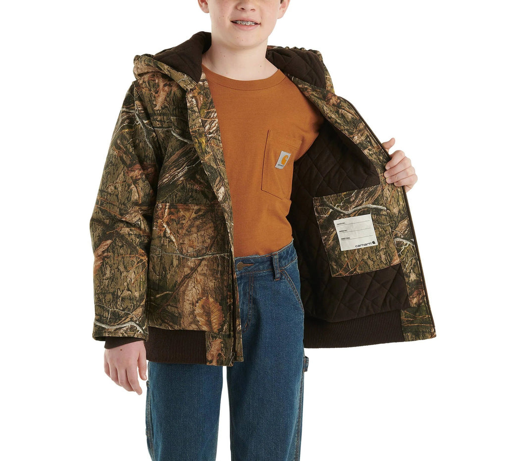 Boys' Insulated Camo Canvas Hooded Jacket