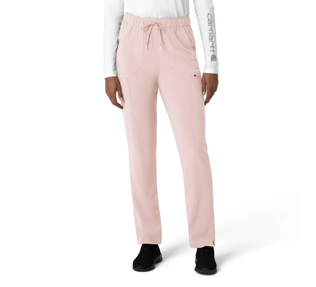 Women's Stretch Straight Leg Cargo Scrub Pants - Pink