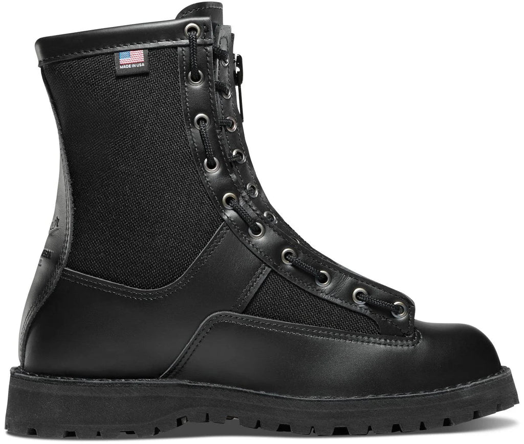 8-Inch Leather Lace-In Boot Zipper - Black