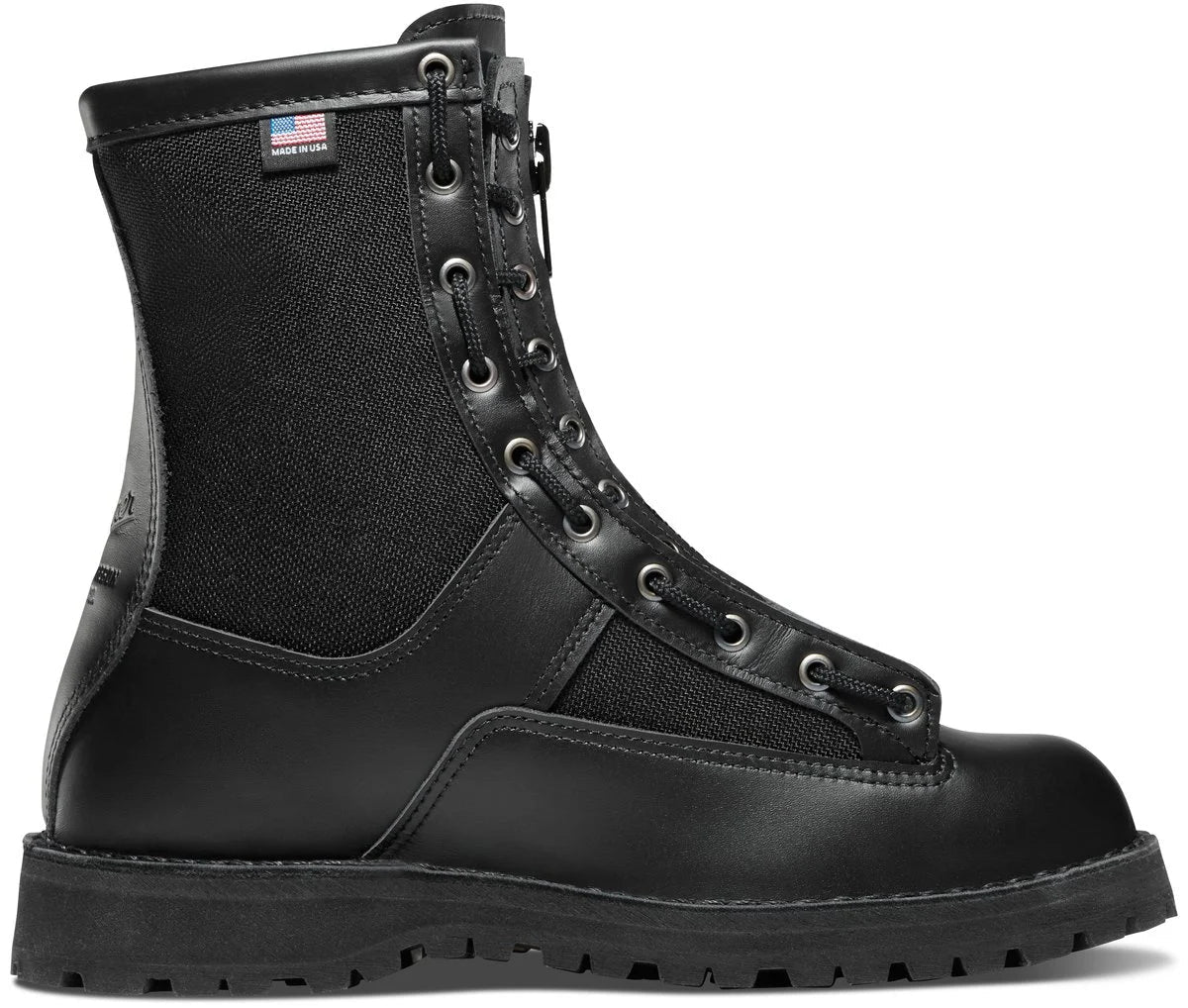 8-Inch Leather Lace-In Boot Zipper - Black