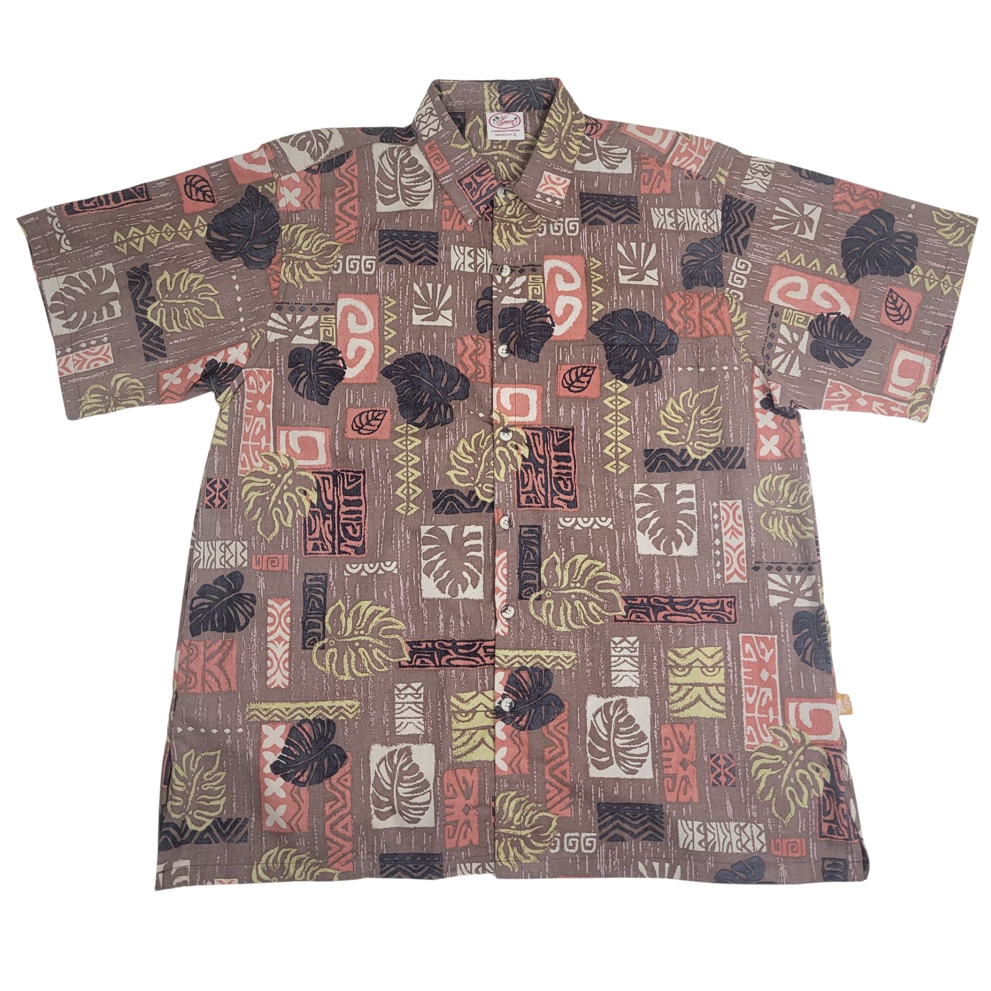 Monsterra Blocks Reverse (Brown) Hawaiian Shirts