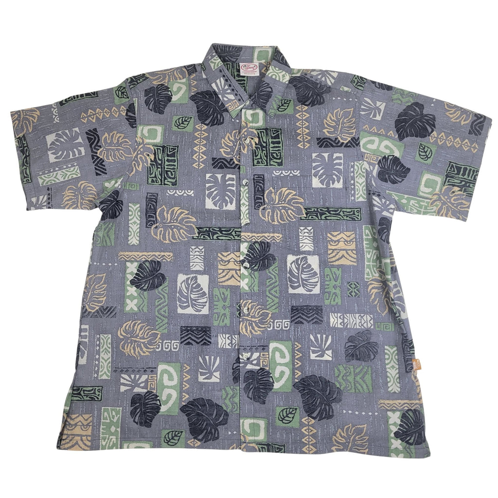 Monsterra Blocks Reverse (Charcoal) Hawaiian Shirts
