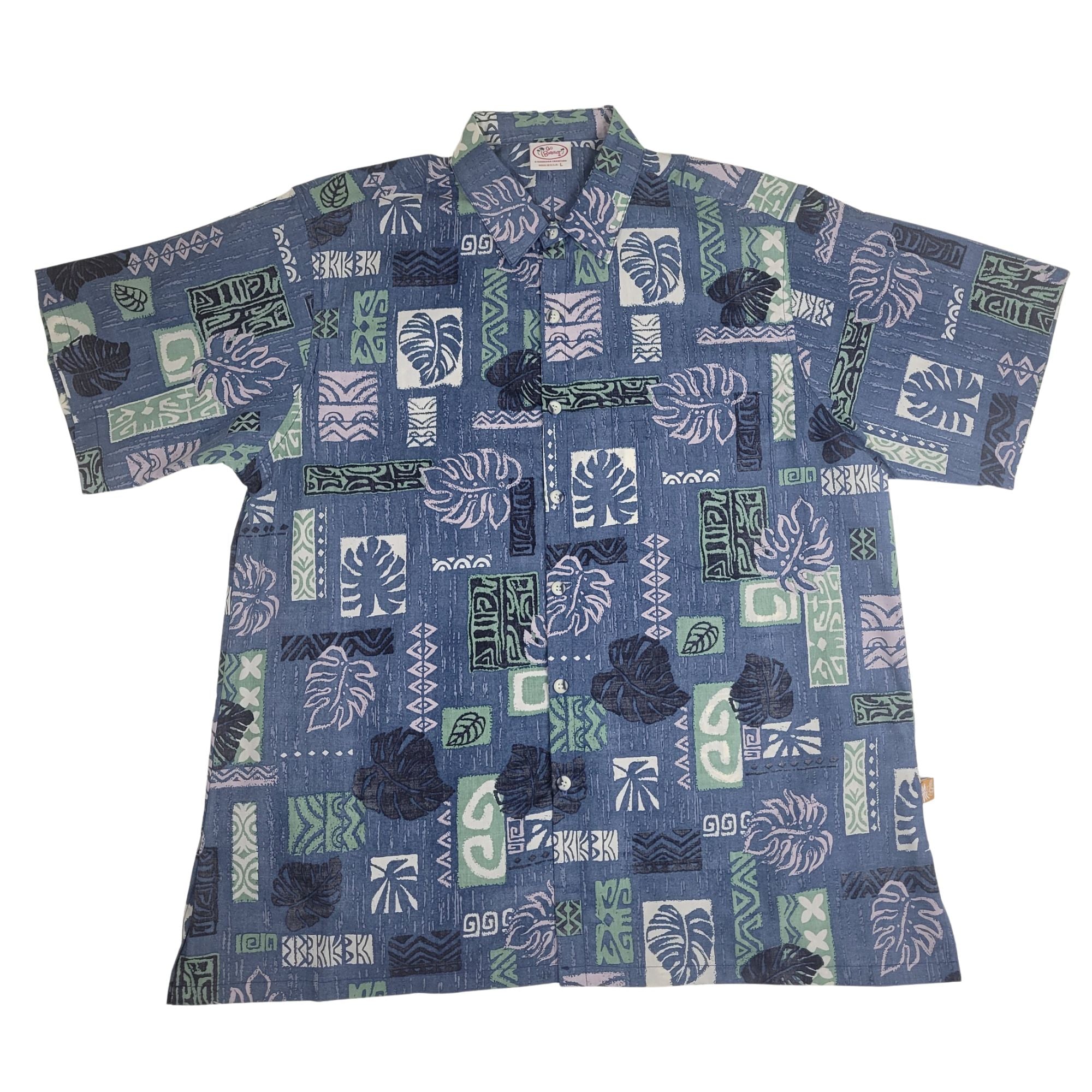 Monsterra Blocks Reverse (Navy) Hawaiian Shirts
