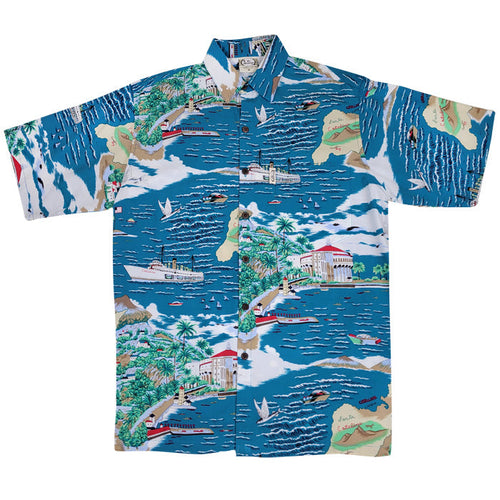 Catalina (Teal) Hawaiian Shirts