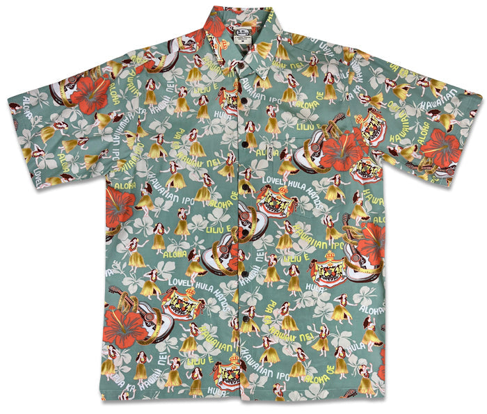 Hula Hands (Sage) Hawaiian Shirts
