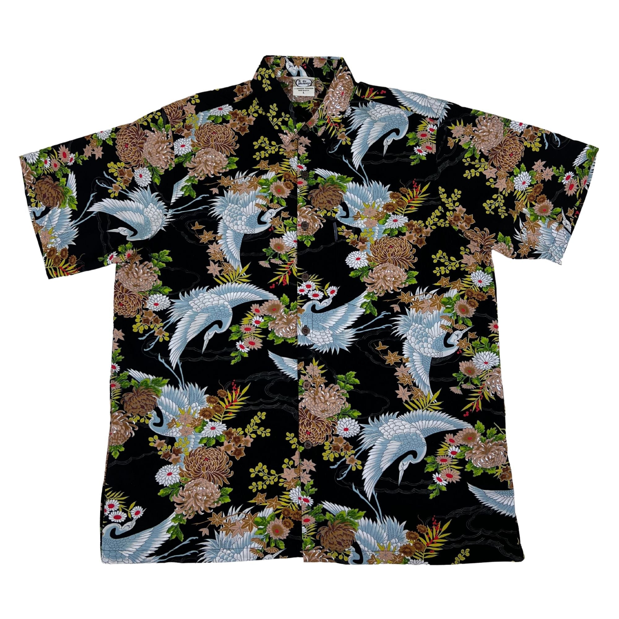 Tsuru (Black) Hawaiian Shirts