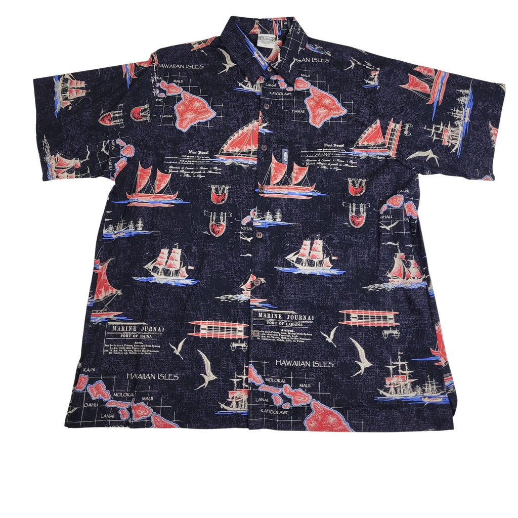 Island Map (Black) Hawaiian Shirts