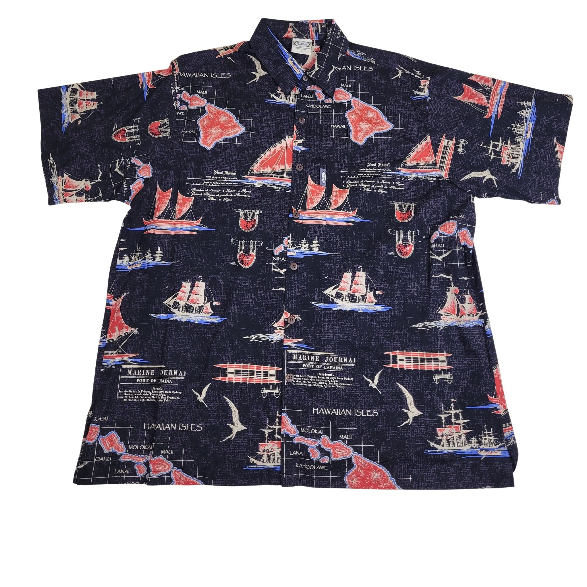 Island Map (Black) Hawaiian Shirts