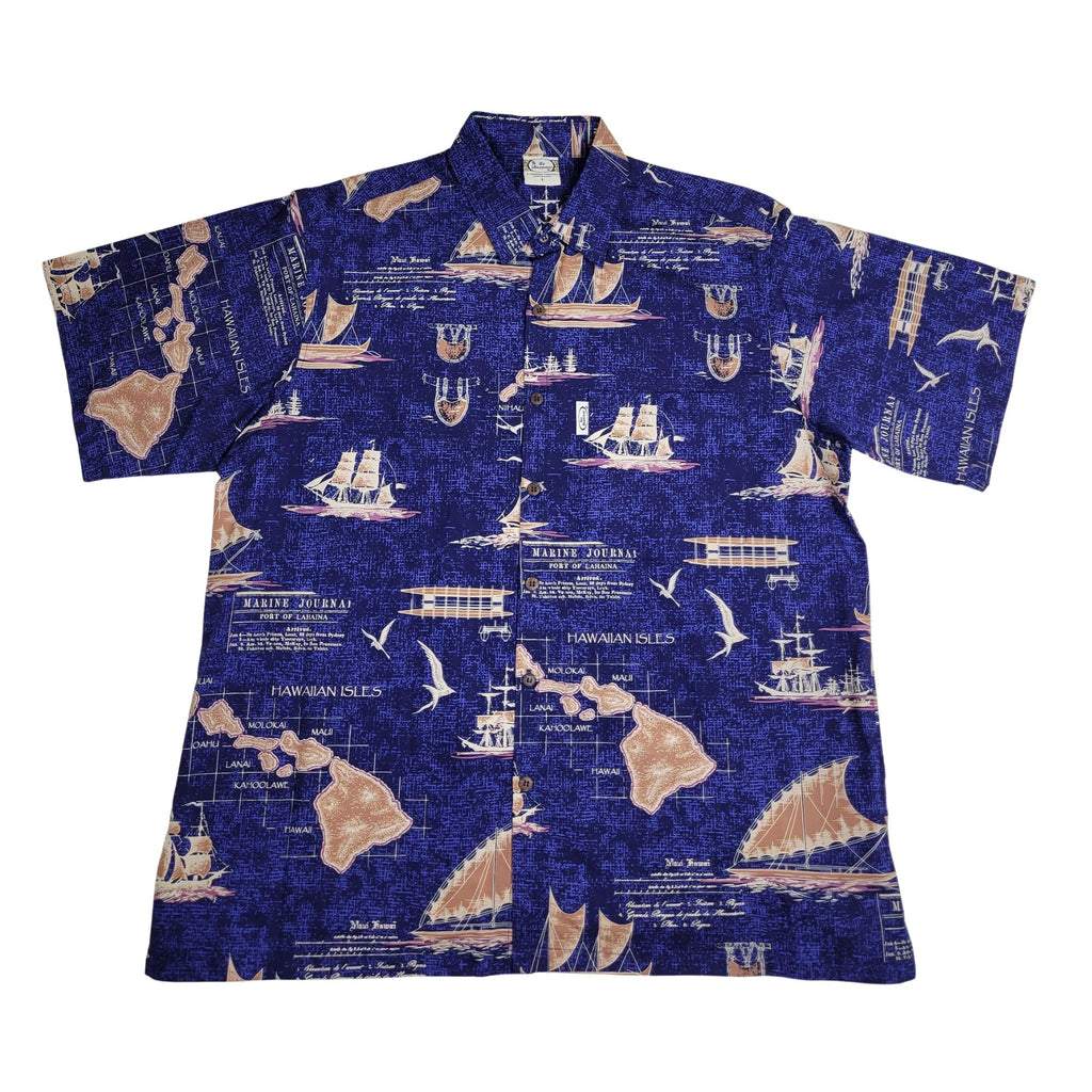 Island Map (Navy) Hawaiian Shirts