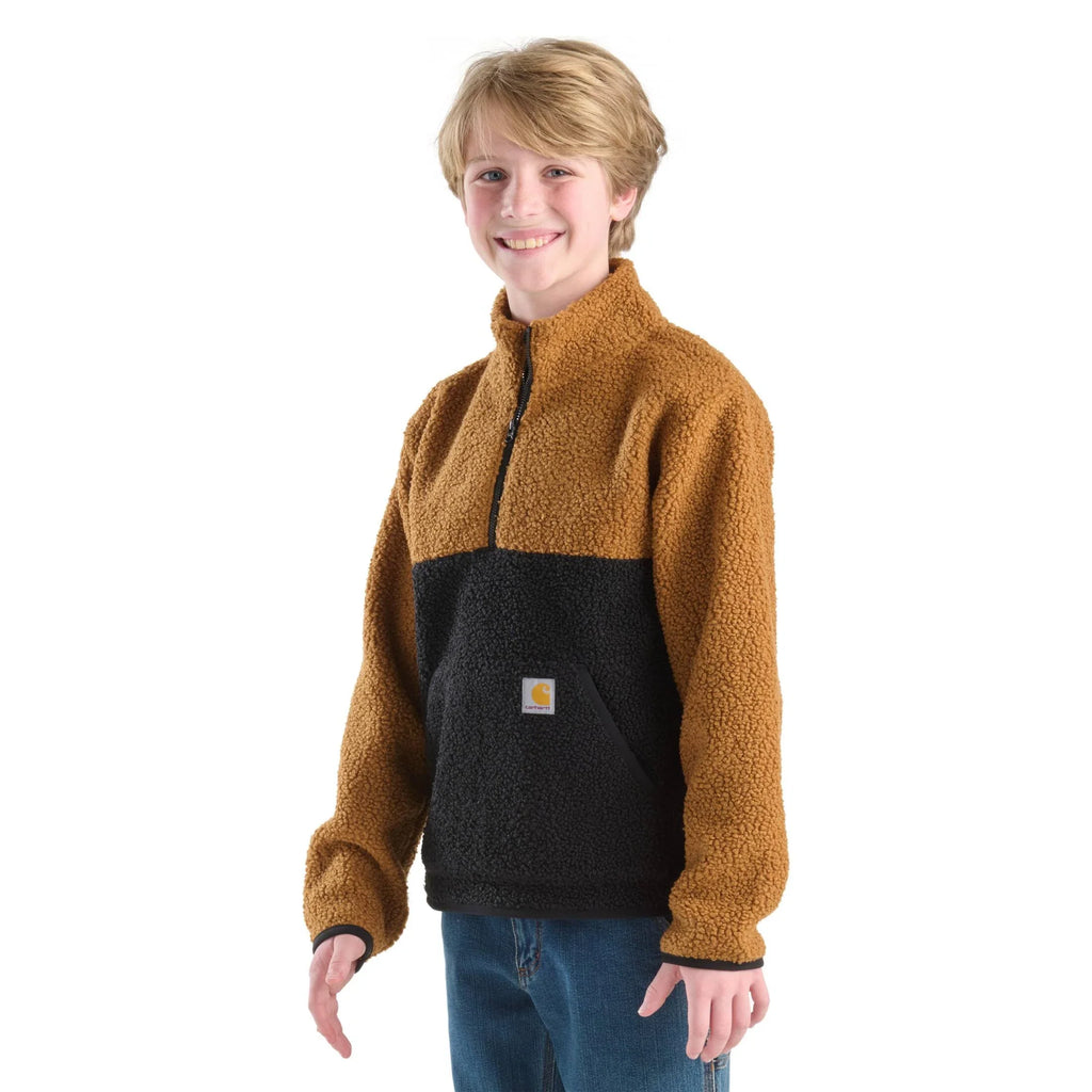 Boys' Sherpa Quarter-Zip Pullover - Black