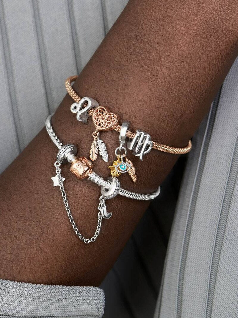 Multitone Hamsa Eye Feather Dangle Charm