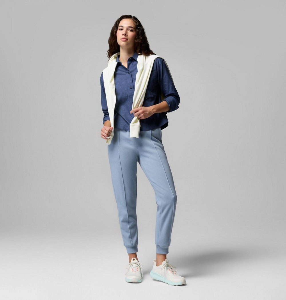 Women's Stretch Long-Sleeve Button-Up Shirt - Blue